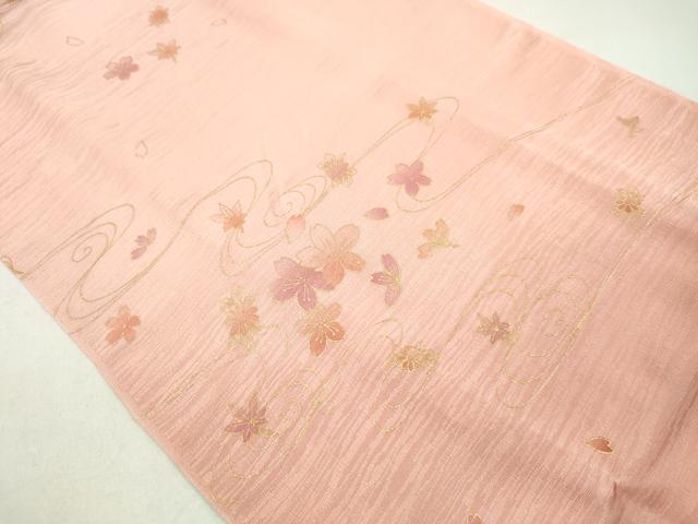 平和屋着物●和装小物 帯締め・帯揚げセット 流水花文 暈し染め 金彩 ラメ糸 逸品 未使用 CAAZ6084ju