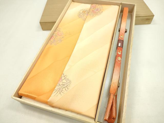 平和屋着物●和装小物 帯締め・帯揚げセット 雪輪草花文 暈し染め 金彩 高麗組 逸品 未使用 CAAZ6085ju