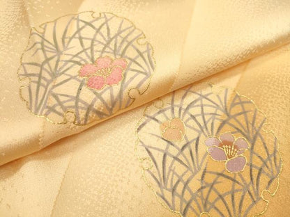 平和屋着物●和装小物 帯締め・帯揚げセット 雪輪草花文 暈し染め 金彩 高麗組 逸品 未使用 CAAZ6085ju