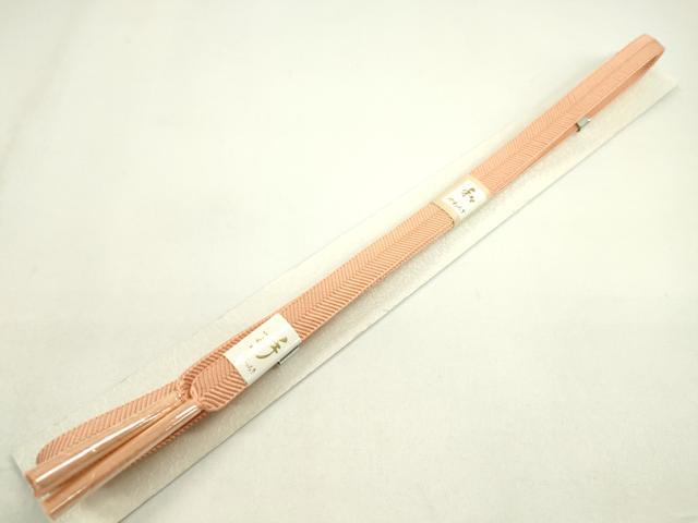 平和屋着物●和装小物 帯締め・帯揚げセット 舞桜文 暈し染め 笹浪組 曙色 逸品 未使用 CAAZ6086ju