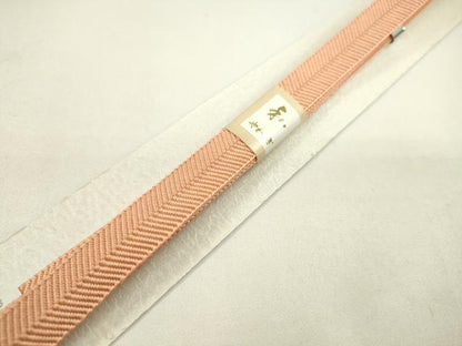 平和屋着物●和装小物 帯締め・帯揚げセット 舞桜文 暈し染め 笹浪組 曙色 逸品 未使用 CAAZ6086ju