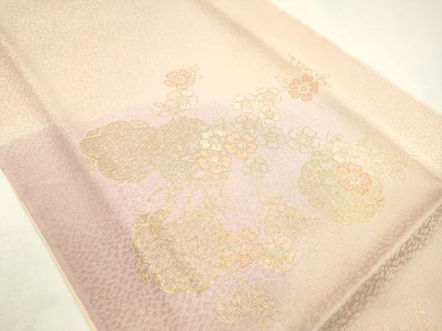 平和屋着物●和装小物 帯締め・帯揚げセット 雲取り草花文 暈し染め 金彩 逸品 未使用 CAAZ6088ju