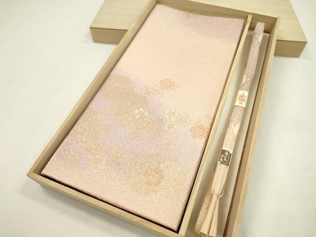 平和屋着物●和装小物 帯締め・帯揚げセット 雲取り草花文 暈し染め 金彩 逸品 未使用 CAAZ6088ju