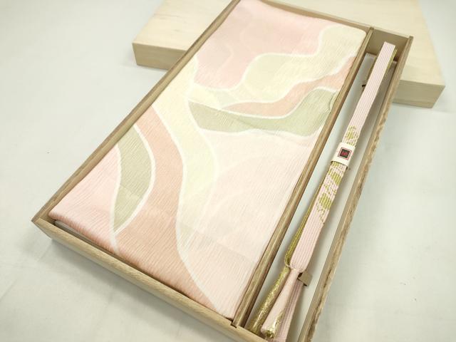 平和屋着物●和装小物 帯締め・帯揚げセット 道長文 高麗組 金糸 逸品 未使用 CAAZ6091ju