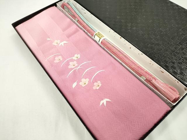 平和屋着物●和装小物 帯締め・帯揚げセット 総刺繍 芝草笹花文 金糸 丸組 逸品 未使用 CAAZ6094ju