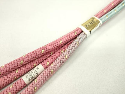 平和屋着物●和装小物 帯締め・帯揚げセット 総刺繍 芝草笹花文 金糸 丸組 逸品 未使用 CAAZ6094ju