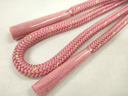 平和屋着物●和装小物 帯締め・帯揚げセット 総刺繍 芝草笹花文 金糸 丸組 逸品 未使用 CAAZ6094ju