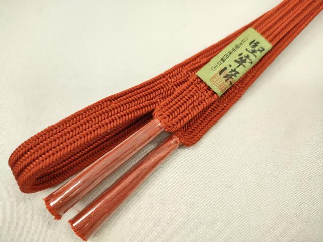 平和屋着物●和装小物 帯締め・帯揚げセット 絞り 蔦の葉文 堅牢染 帯揚げ：樺色 帯締め：緋色 逸品 未使用 CAAZ6097ju