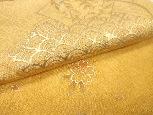 平和屋着物●和装小物 帯締め・帯揚げセット 地紙重ね吉祥花文 暈し染め 金彩 逸品 未使用 CAAZ6100ju