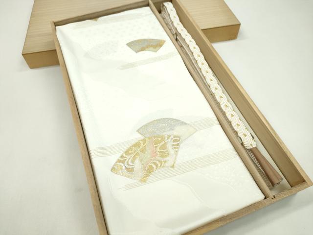 平和屋着物●和装小物 帯締め・帯揚げセット 礼装用 地紙重ね飛鶴流水花文 金銀彩 逸品 未使用 CAAZ6221ju