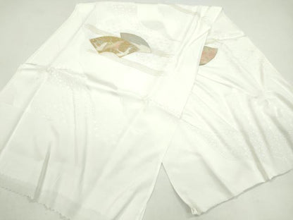 平和屋着物●和装小物 帯締め・帯揚げセット 礼装用 地紙重ね飛鶴流水花文 金銀彩 逸品 未使用 CAAZ6221ju