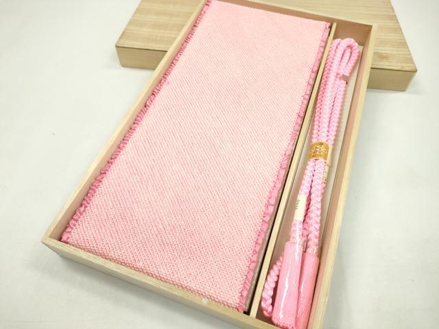 平和屋着物●和装小物　帯締め・帯揚げセット　振袖用　総絞り　ピンク　丸組　逸品　未使用　CAAZ6223ju
