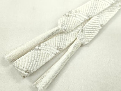 平和屋着物●和装小物　帯締め・帯揚げセット　礼装用　亀房付き　絞り　麻の葉流水文　銀彩　逸品　未使用　CAAZ6242ju