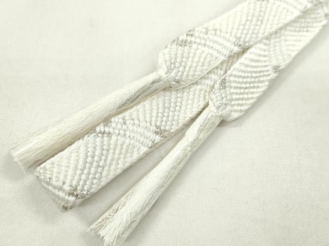 平和屋着物●和装小物　帯締め・帯揚げセット　礼装用　亀房付き　絞り　麻の葉流水文　銀彩　逸品　未使用　CAAZ6242ju