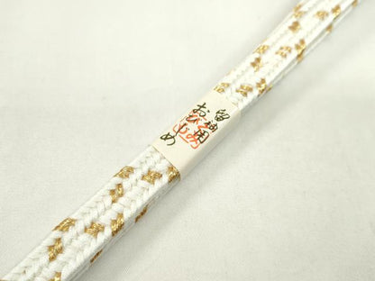 平和屋着物●和装小物　帯締め・帯揚げセット　礼装用　寿光織　飛鶴文　丹後ちりめん　金糸　逸品　未使用　CAAZ6243ju