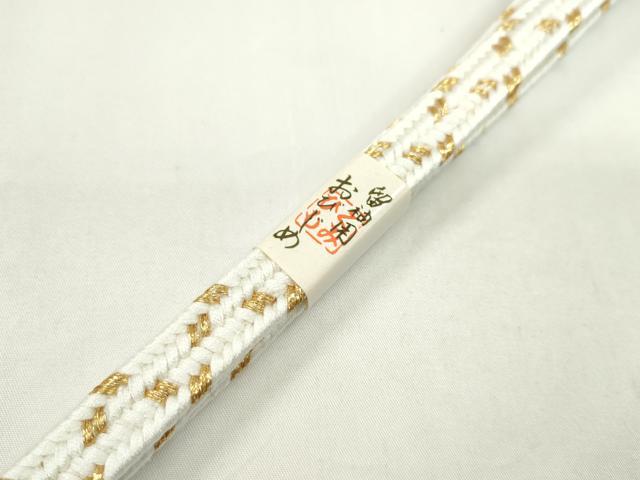 平和屋着物●和装小物　帯締め・帯揚げセット　礼装用　寿光織　飛鶴文　丹後ちりめん　金糸　逸品　未使用　CAAZ6243ju