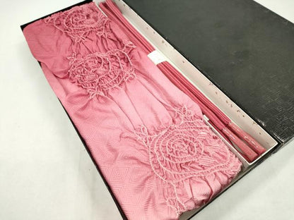 平和屋着物●和装小物 帯締め・帯揚げセット 柄絞り 枝葉文 今様色 逸品 未使用 CAAZ6267ju