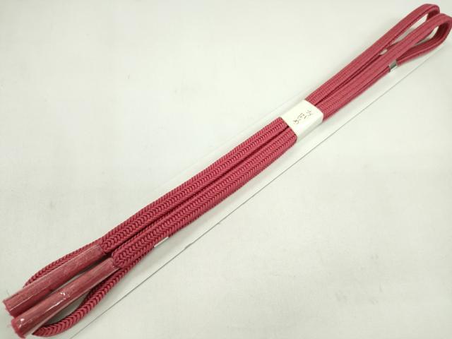平和屋着物●和装小物 帯締め・帯揚げセット 柄絞り 枝葉文 今様色 逸品 未使用 CAAZ6267ju