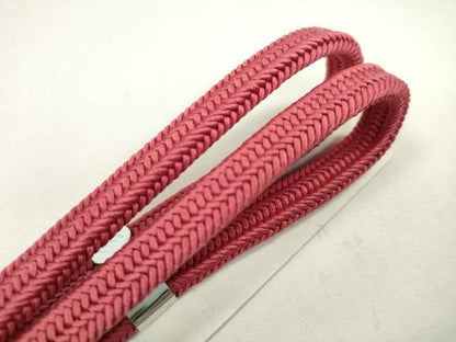平和屋着物●和装小物 帯締め・帯揚げセット 柄絞り 枝葉文 今様色 逸品 未使用 CAAZ6267ju