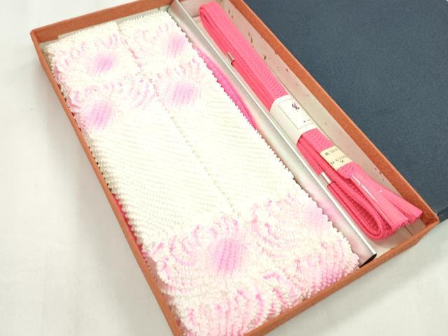 平和屋着物●和装小物　帯締め・帯揚げセット　総絞り　中抜き　吉祥文　濃ピンク　逸品　未使用　CAAZ6272ju