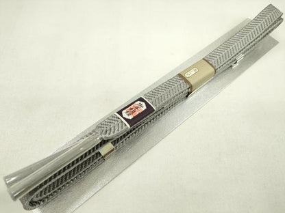 平和屋着物●和装小物　帯締め・帯揚げセット　色無地　縮緬　薄鈍色　伊賀手組み紐　笹浪組　逸品　未使用　CAAZ6273ju