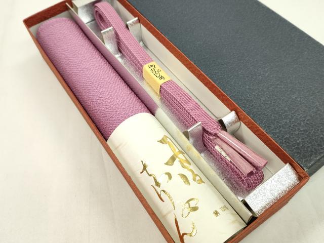 平和屋着物●和装小物　帯締め・帯揚げセット　色無地　丹後ちりめん　菖蒲色　逸品　未使用　CAAZ6274ju