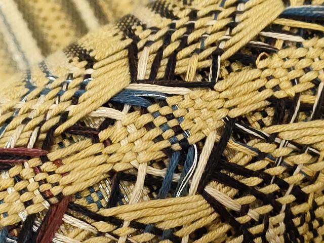 平和屋着物●八寸名古屋帯 捩り織 間道 銀糸 正絹 逸品 CAAZ6406dy