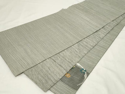 平和屋着物▽スリーシーズン 春夏秋 太鼓柄袋帯 手織り 草花丸文 反端付き 正絹 逸品 未使用 CAAZ6424dy
