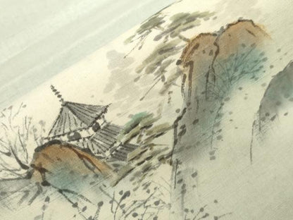 平和屋着物●太鼓柄袋帯 作家物 手描き 紬地 風景文 正絹 逸品 CAAZ6425dy