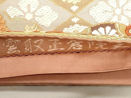 平和屋着物●六通柄袋帯 唐織 唐錦 雲取正倉院文 金糸 正絹 逸品 CAAZ6429dy