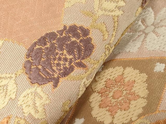 平和屋着物●六通柄袋帯 唐織 唐錦 雲取正倉院文 金糸 正絹 逸品 CAAZ6429dy