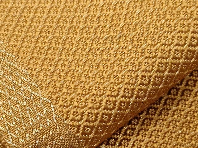 平和屋着物●六通柄袋帯　鹿の子文　金糸　正絹　逸品　CAAZ6441dy