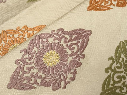 平和屋着物●六通柄袋帯　唐織　菱花文　金糸　正絹　逸品　CAAZ6453dy