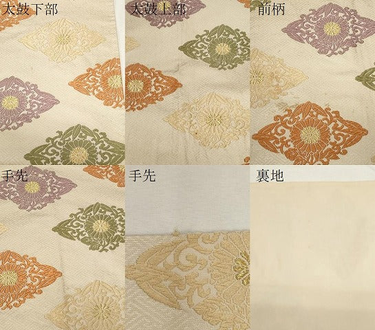 平和屋着物●六通柄袋帯　唐織　菱花文　金糸　正絹　逸品　CAAZ6453dy