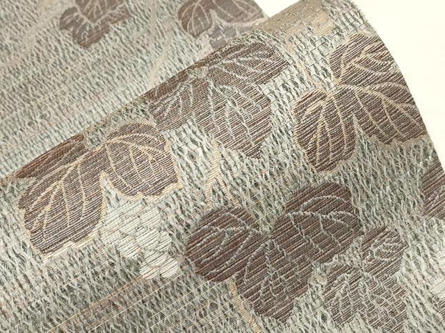 平和屋着物▽スリーシーズン 春夏秋 六通柄袋帯 葡萄蔦の葉文 金糸 ますいわ屋扱い 正絹 逸品 未使用 CAAZ6474dy