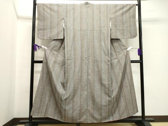 平和屋着物●上質な紬　縞　正絹　逸品　CAAZ6491dy
