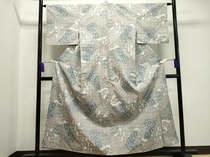 平和屋着物●小千谷紬　縞　正絹　逸品　CAAZ6492dy