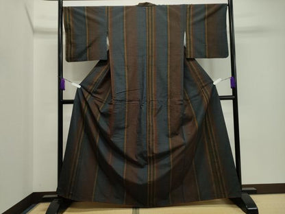 平和屋着物●上質な紬 縞 正絹 逸品 CAAZ6494dy
