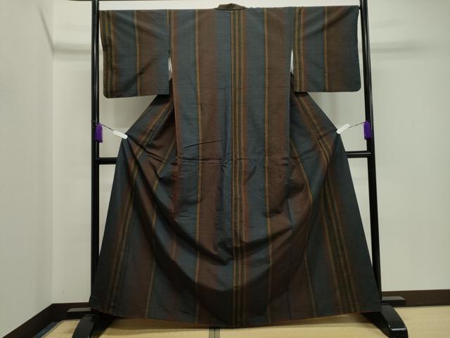 平和屋着物●上質な紬 縞 正絹 逸品 CAAZ6494dy