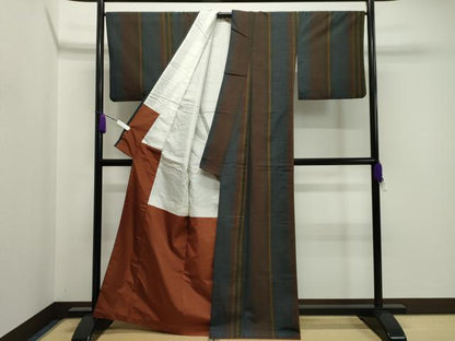 平和屋着物●上質な紬 縞 正絹 逸品 CAAZ6494dy
