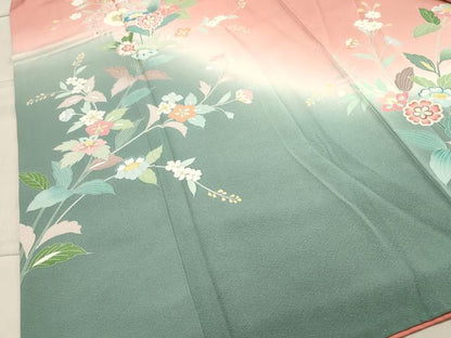 平和屋着物●訪問着 友禅 作家物 草花文 暈し染め 正絹 逸品 CAAZ6506dy