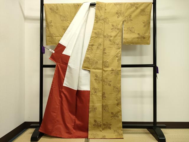 平和屋着物●上質な紬　草花文　正絹　逸品　未使用　CAAZ6516dy