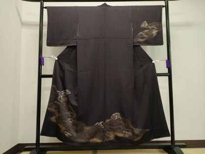 平和屋着物●訪問着　立波扇面花文　暈し染め　金彩　正絹　逸品　CAAZ6524dy