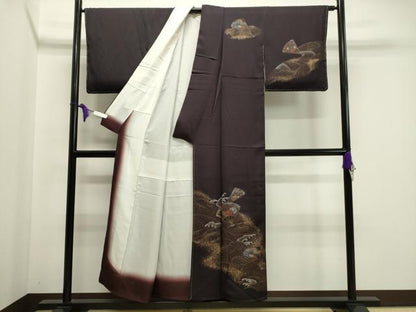 平和屋着物●訪問着　立波扇面花文　暈し染め　金彩　正絹　逸品　CAAZ6524dy
