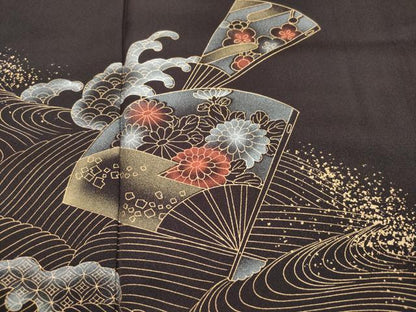 平和屋着物●訪問着　立波扇面花文　暈し染め　金彩　正絹　逸品　CAAZ6524dy