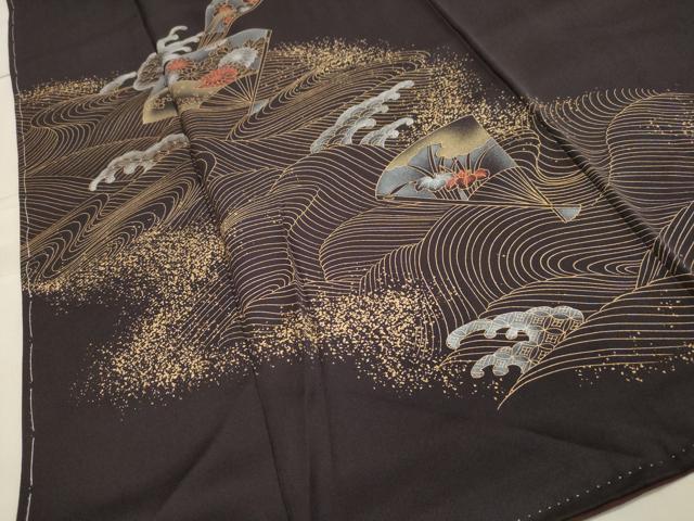 平和屋着物●訪問着　立波扇面花文　暈し染め　金彩　正絹　逸品　CAAZ6524dy