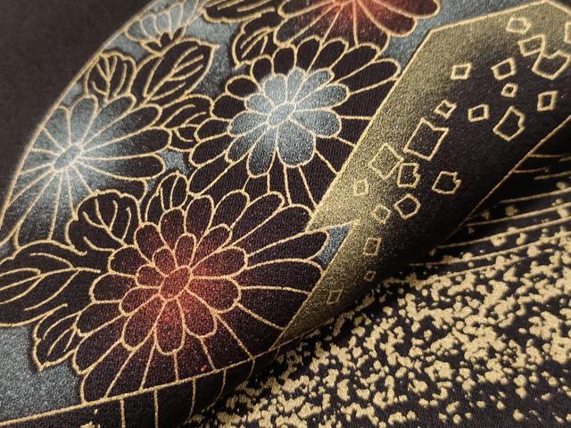 平和屋着物●訪問着　立波扇面花文　暈し染め　金彩　正絹　逸品　CAAZ6524dy