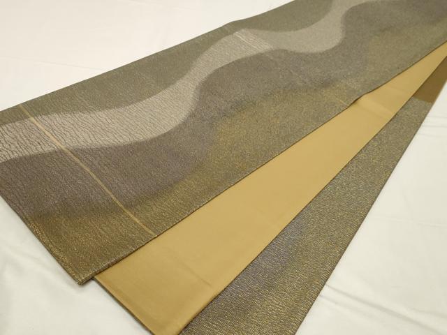 平和屋着物▼六通柄袋帯　霞文　金糸　正絹　逸品　CAAZ6645dy