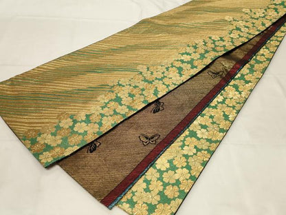 平和屋着物▼両面 全通柄袋帯 舞花文 金糸 正絹 逸品 CAAZ6676dy