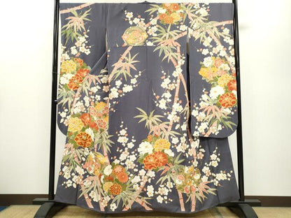平和屋着物●豪華振袖 駒刺繍 草花丸文 金彩 正絹 逸品 CAAZ6923ze